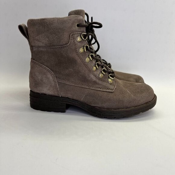 Born Codi Suede Hiking Boots Size 6M Taupe Waterproof Lug Sole Urban Rugged - Picture 1 of 15